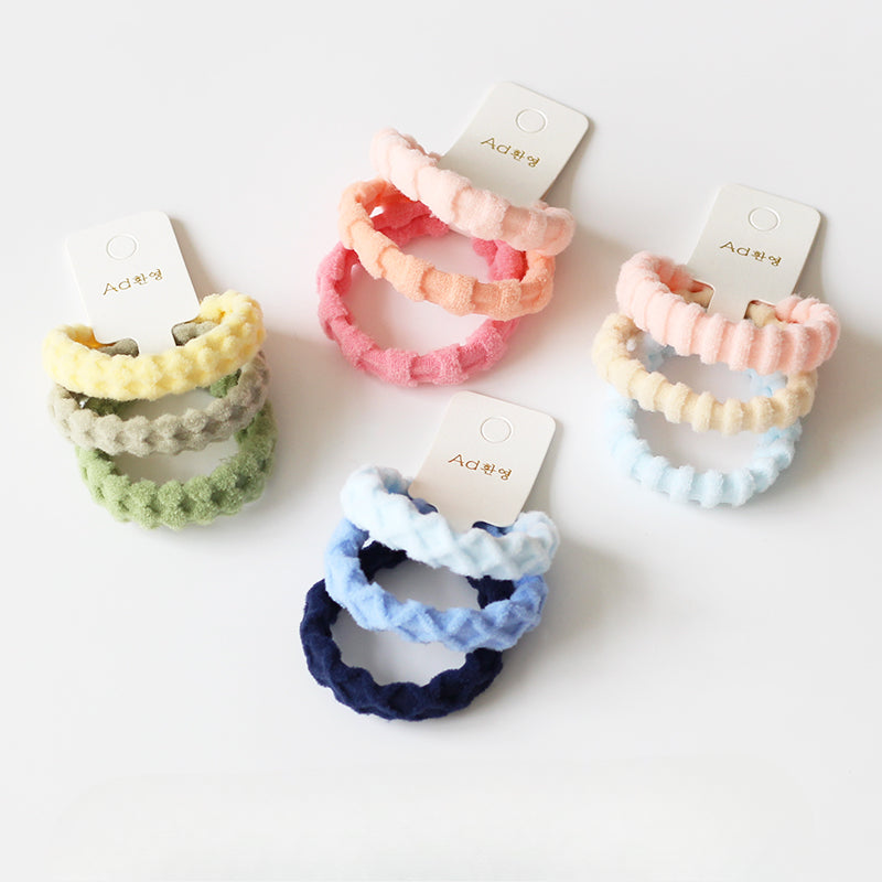 3-Piece Thick High Elasticity Jacquard Towel Loop - Seamless Durable Hair Ties, Elastic Bands, and Simple Hair Holders