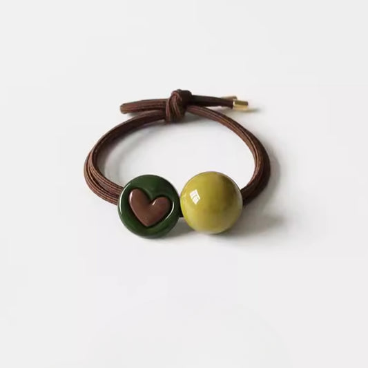 Green Ball Hair Ties for Women - 2024 New Premium Elastic Bands for Tying Hair, High Elasticity Durable Hair Loops and Accessories