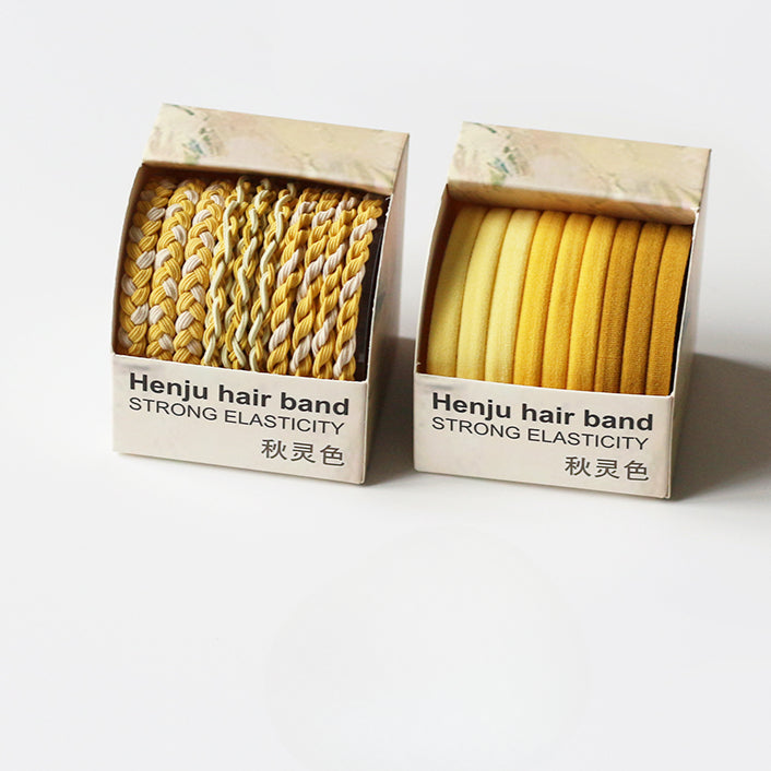 10-piece Boxed Dark-toned Hair Ties, 2024 New Stylish Hair Loops, Simple Small Elastics for Women's Hairstyles