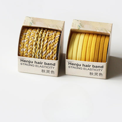 10-piece Boxed Dark-toned Hair Ties, 2024 New Stylish Hair Loops, Simple Small Elastics for Women's Hairstyles