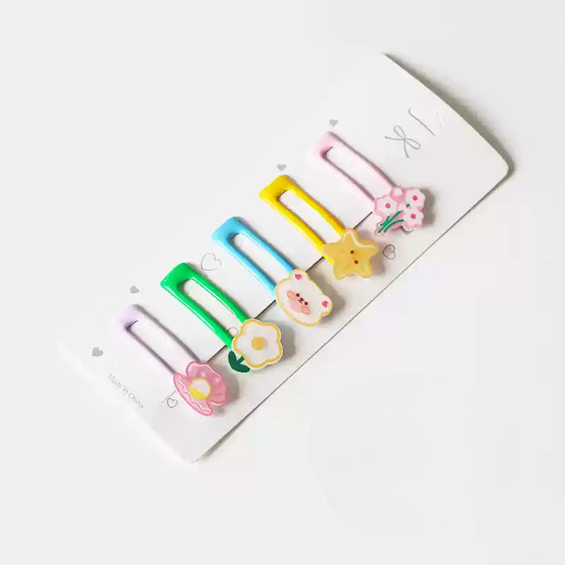 5-Piece Hair Clip Set - Cute Bang Clips, Forehead Hairpins, Sweet Girly Side Hair Clips and Accessories