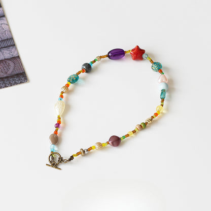 Colorful Dopamine Necklace - Beaded Ethnic Vacation Style Women's Trendy Necklace