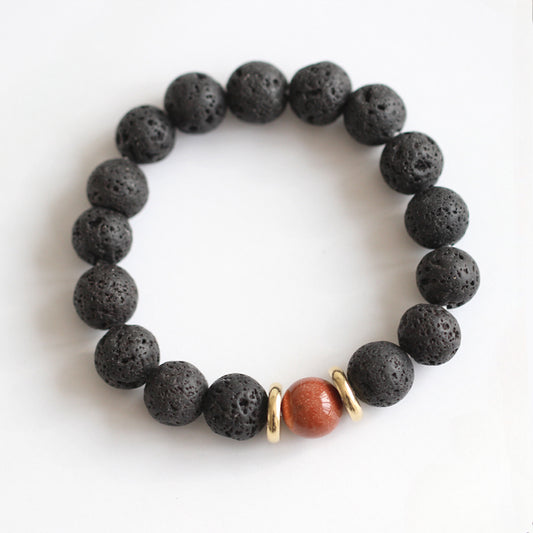 Volcanic Stone & Blue Sandstone Bracelet - Crystal Boho Couple Jewelry