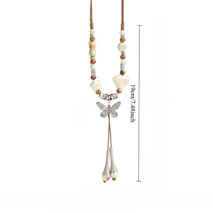Ceramic Necklace – Chinese Style Long Butterfly Pendant Sweater Chain for Women