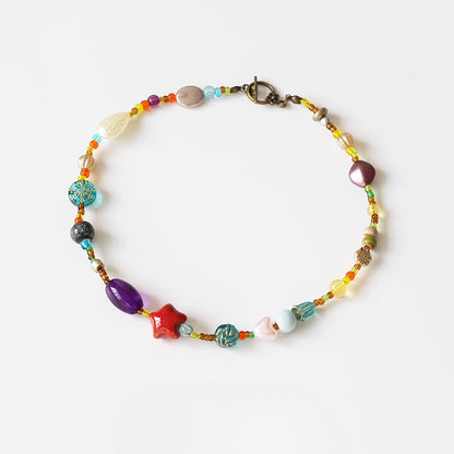 Colorful Dopamine Necklace - Beaded Ethnic Vacation Style Women's Trendy Necklace