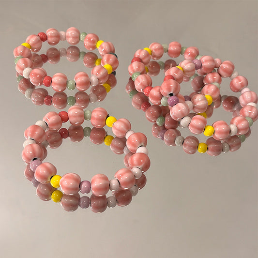 Porcelain Red Jade Bead Bracelet for Women - A Dopamine-inspired Original Retro Accessory