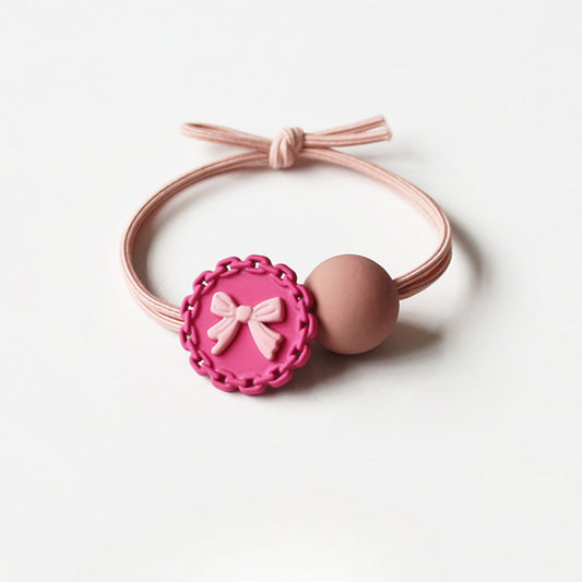 Round Beaded Barbie Pink Hair Ties - 2024 New Elastic Bands, Cute Minimalist Hair Ties for Women's Hair Accessories