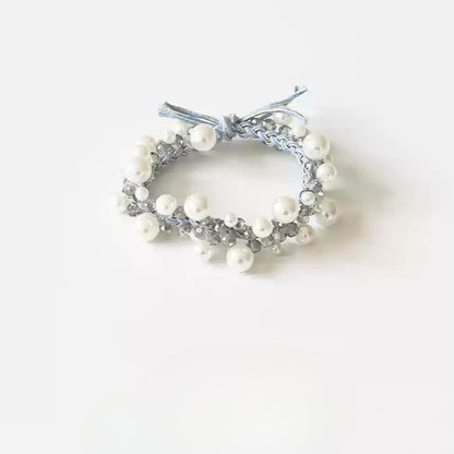 Bracelet Hair Ties - Elegant Beaded Elastic Bands, Cool Style Pearl Hair Ties, Fresh Ponytail Accessories