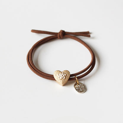 Heart Elastic Hair Tie - Trendy Elegant Hair Holder for Women, Japanese and Korean Inspired Premium Exquisite Hair Accessory