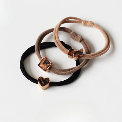 Leopard Print Heart Hair Tie - High Elasticity Durable Elastic Band for Women, 2024 New Premium Hair Loop