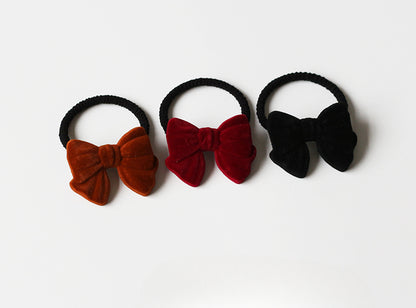 Velvet Bow Hair Tie - New Elegant Red Hair Band, Trendy Forest Style Elastic for Women's Hair Ties