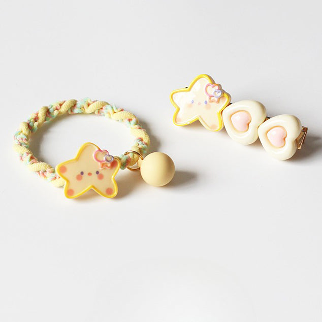 Yellow Star Hair Tie, Cute Trendy Elastic, High Elasticity Durable Hair Loop for Ponytails and Updos
