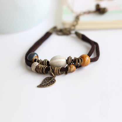 Handmade Boho Beaded Bracelet Chic Ceramic Girlfriend Gift