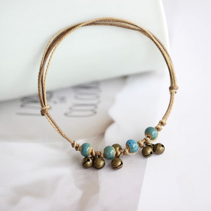 Handmade Ceramic Anklet - Boho Chic Foot Jewelry