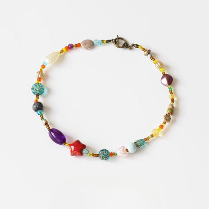 Colorful Dopamine Necklace - Beaded Ethnic Vacation Style Women's Trendy Necklace