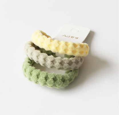 3-Piece Thick High Elasticity Jacquard Towel Loop - Seamless Durable Hair Ties, Elastic Bands, and Simple Hair Holders