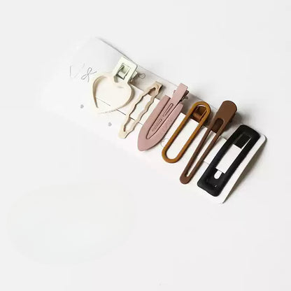 6-Piece Brown Hair Clip Set for Women - Side Clips, 2024 New Minimalist Elegant Hairpins, Bang Clips and Hair Accessories