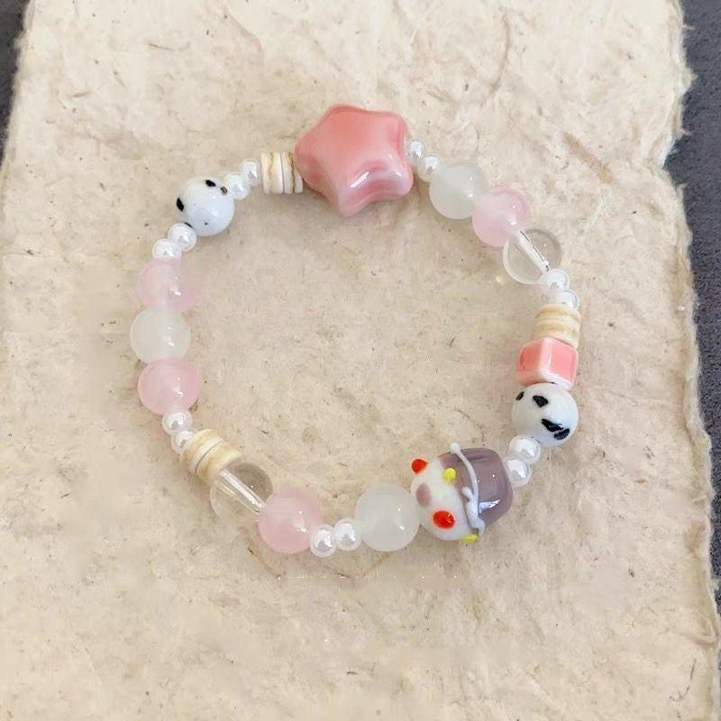 Dopamine-inspired Multicolored Porcelain Bead Bracelet for Women - A Sweet, and Versatile Accessory with a Unique Charm