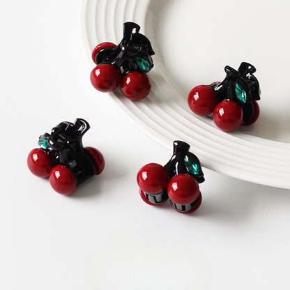 Cherry Small Claw Clip for Women, 2024 New High-end Hair Clip, Back-of-the-head Clip for Half-up Hairstyles with Thin Hair