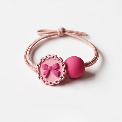 Round Beaded Barbie Pink Hair Ties - 2024 New Elastic Bands, Cute Minimalist Hair Ties for Women's Hair Accessories
