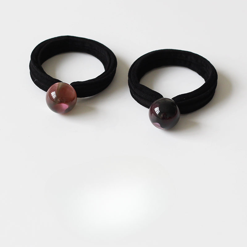 Korean Thick Hair Ties - Towel Loops, Seamless Black Elastic Bands, High Shine Pearl Hair Ties, High Elasticity Hair Accessories