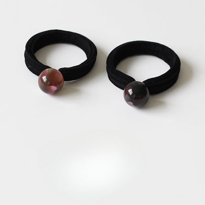 Korean Thick Hair Ties - Towel Loops, Seamless Black Elastic Bands, High Shine Pearl Hair Ties, High Elasticity Hair Accessories