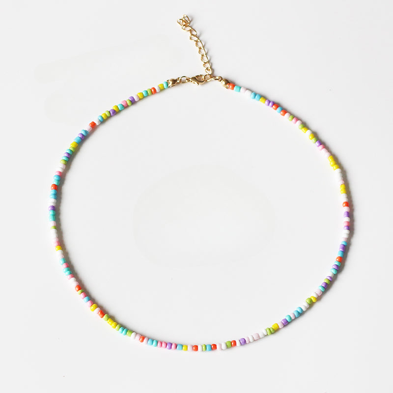 Trendy Rainbow Shell Necklace for Women - TikTok Viral Adjustable Beaded Collarbone Chain