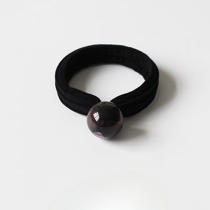 Korean Thick Hair Ties - Towel Loops, Seamless Black Elastic Bands, High Shine Pearl Hair Ties, High Elasticity Hair Accessories