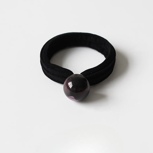 Korean Thick Hair Ties - Towel Loops, Seamless Black Elastic Bands, High Shine Pearl Hair Ties, High Elasticity Hair Accessories