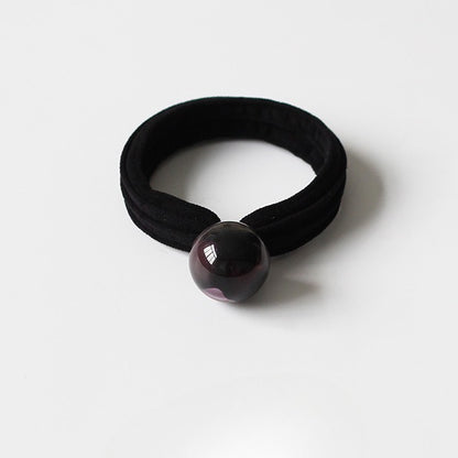 Korean Thick Hair Ties - Towel Loops, Seamless Black Elastic Bands, High Shine Pearl Hair Ties, High Elasticity Hair Accessories