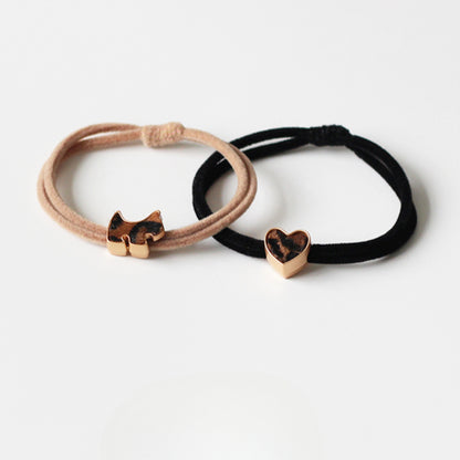 Leopard Print Heart Hair Tie - High Elasticity Durable Elastic Band for Women, 2024 New Premium Hair Loop