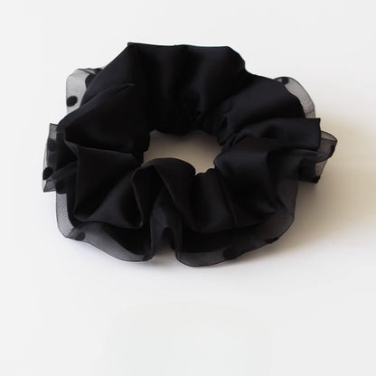 Textured Black Crinkle Hair Tie, High-Elasticity And Durable Hair Accessory.