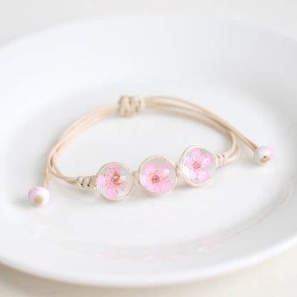 Bohemian Glass Flower Bracelet - Lace-Embellished Floral Charm Jewelry for Couples