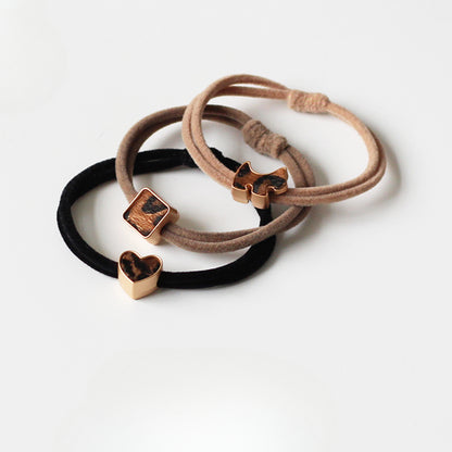 Leopard Print Heart Hair Tie - High Elasticity Durable Elastic Band for Women, 2024 New Premium Hair Loop