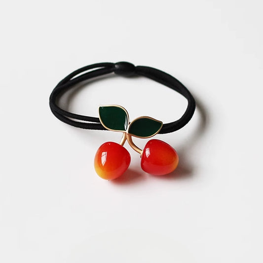 Cute Hair Tie With Cherry Design Stylish Hairband For Women Perfect For Ponytails Inspired By Korean Fashion Trends