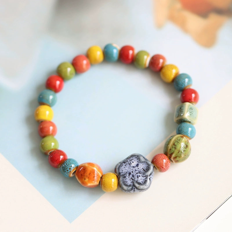 Ethnic Ceramic Beaded Bracelet - Colorful Bohemian Jewelry