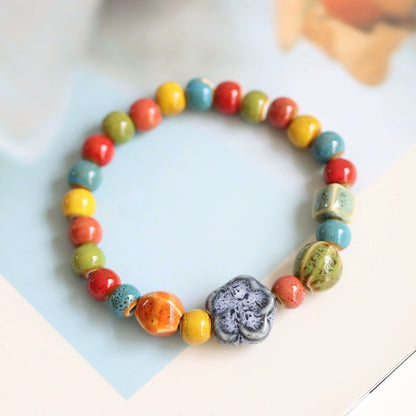 Ethnic Ceramic Beaded Bracelet - Colorful Bohemian Jewelry