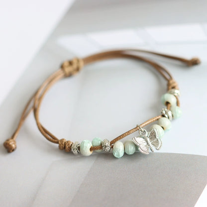Oriental Butterfly Bracelet - Handcrafted Porcelain Charms
