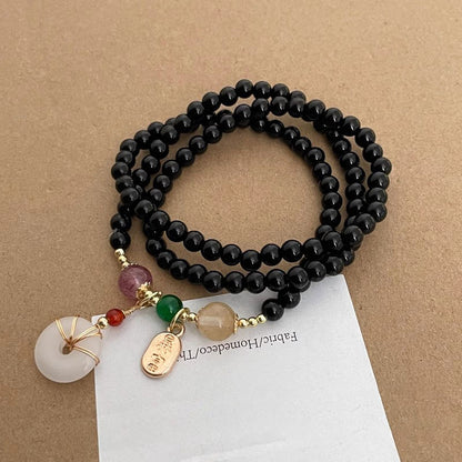 Garnet Peace Knot Bracelet for Women - Unique Vintage Design, Matching BFF Necklace