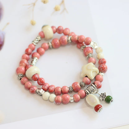 Double-Layer Ethnic Ceramic Bracelet - Versatile Jewelry