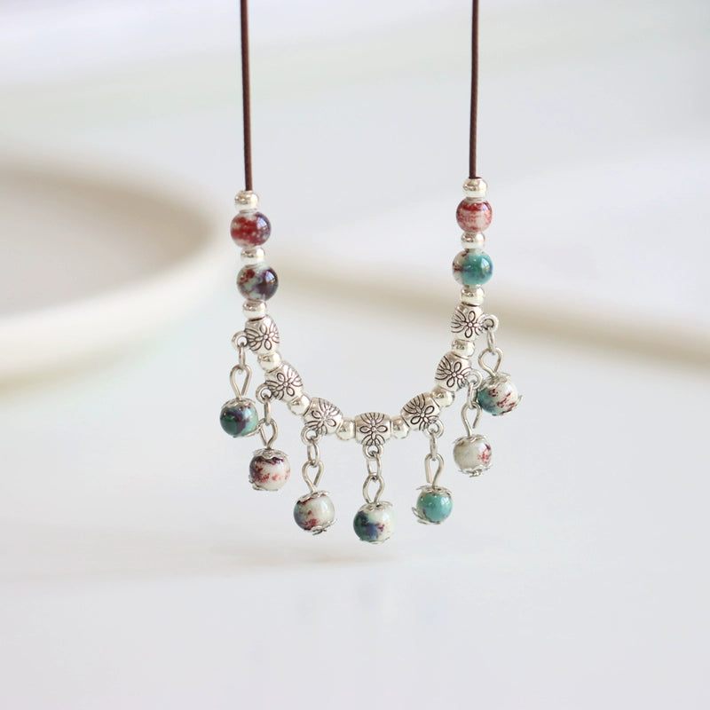 Handcrafted Porcelain Pendant - Oriental Chic