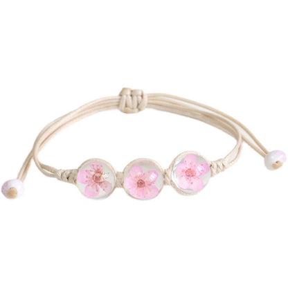 Bohemian Glass Flower Bracelet - Lace-Embellished Floral Charm Jewelry for Couples