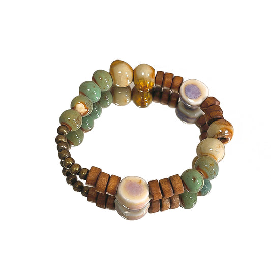 Elegance and Zen Porcelain Bead Bracelet for Women - A High-Aesthetic, Student-Friendly Accessory with Traditional Chinese Charm