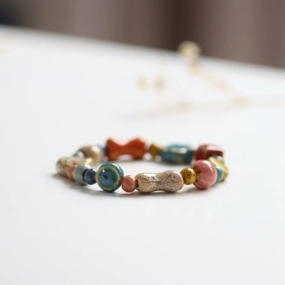 Ethnic Ceramic Beaded Bracelet - Colorful Bohemian Jewelry