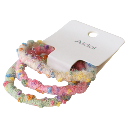 3-Pack Plush Hair Ties - Trendy Elegant Hair Accessory, Elastic Bands for Women's Hair Ties and Holders