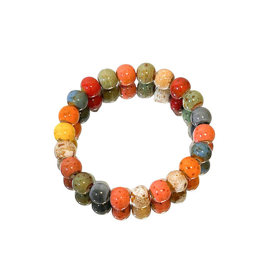 Porcelain Glaze Gradient Color Beaded Bracelet for Women - A Versatile and Sophisticated Accessory