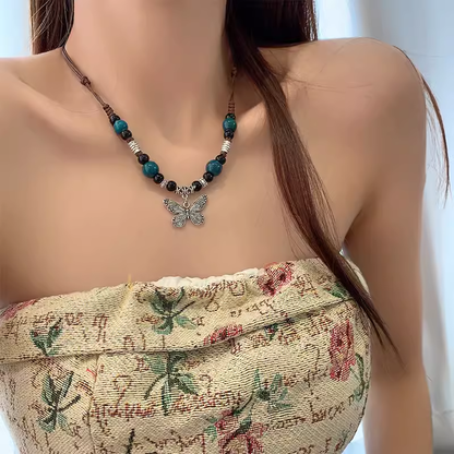 Chinese Resin Bead Fortune Necklace - Trendy Collarbone Chain