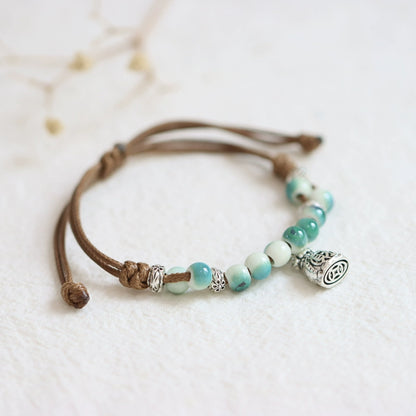 Oriental Butterfly Bracelet - Handcrafted Porcelain Charms