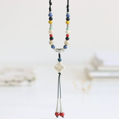 Ceramic Necklace – Chinese Style Long Butterfly Pendant Sweater Chain for Women
