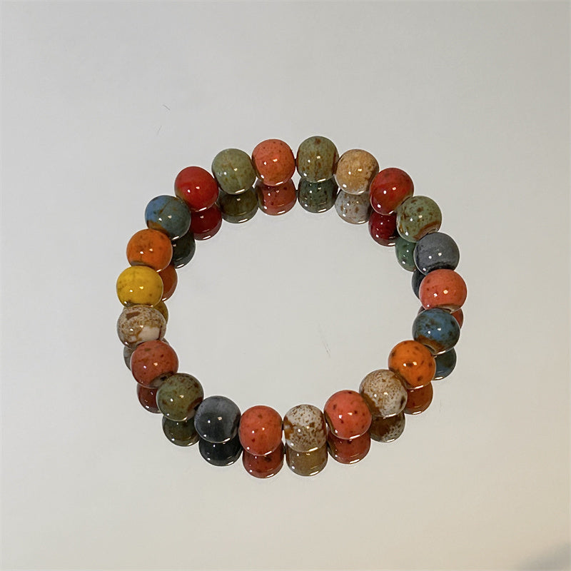 Porcelain Glaze Gradient Color Beaded Bracelet for Women - A Versatile and Sophisticated Accessory